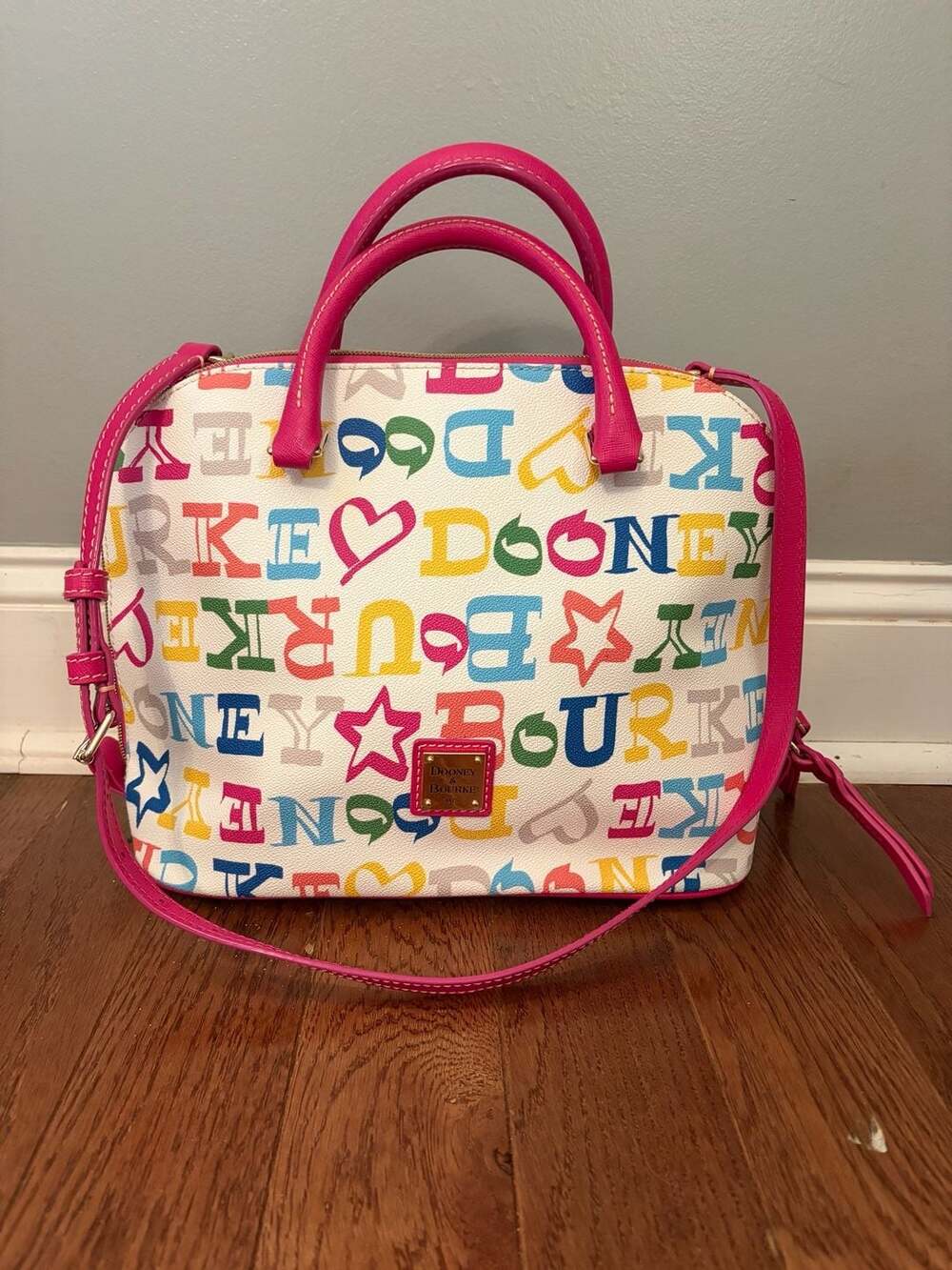 Dooney & Bourke Colorful Logo Print Satchel with Wristlet